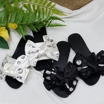 제이후 왕 리본 큐빅 슬리퍼