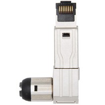RJ45 전체 차폐 아연 합금 필드 플러그 90도 각진 CAT.6A STP 필드 종단 커넥터 Toolless 유형, 하나, 보여진 바와 같이