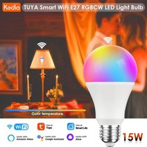 스마트 전구 조명 IOT Tuya-스마트 LED 무선 블루투스 램프 RGB CW 라이프 앱 제어 밝기 조절 15W E27 음성 알렉사 구글 홈, [01] 15W E27