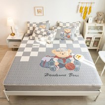 펠랄라 라텍스 돗자리 여름 매트리스 토퍼 순면 누비 대나무자리, 영국 곰-회색