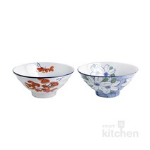 유포 도자기 VIP-325 326 빨간꽃 V공기 파란국화 V공기 밥그릇 도자기식기 도자기그릇 업소용그릇 공기그릇, VIP-325 빨간꽃 V공기, 1개