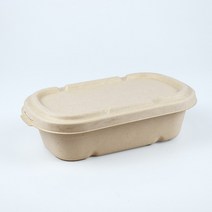 더모아 일회용 타원형용기 펄프도시락 DRP-700A 펄프 뚜껑 50개 SET