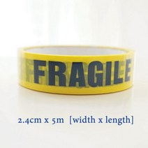 1 롤 24mm * 25m 노란색 경고 기호 테이프 DIY 스티커주의 저장소 창 고 공장 학교에 대 한 위험 장벽 안전 알림, FRAGILE