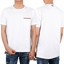 톰브라운 [톰브라운] 삼선 포켓 라운드 반팔티 (MJS010A 01454 100)