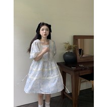 베이비돌원피스 여름 펀칭 루즈핏 퍼프 미니 원피스