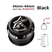 MEROCA-자전거 헤드셋 1-1/8 quot-1-1/2quot 프레임 테이퍼/스트레이트 튜브 포크 베어링 MTB 산악 도로 자전거, [01] 44-44mm Black