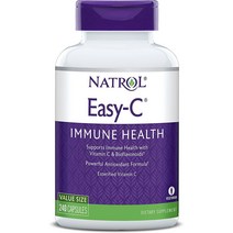Natrol Easy-C 면역 건강 비타민 C 및 바이오플라보노이드로 지원 바이오스 베지 캡슐 500mg 240개입