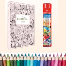 정교한 꽃그림 아트북 + 수채색연필 12색 색칠놀이