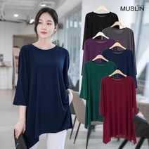 모슬린 엄마옷 아이스 베이직 7부 롱티셔츠 ETS201020 마담 미시옷 중년여성의류 빅사이즈 50대 60대여성옷