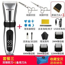 토끼바리깡 바버샵 전문가용 잔털정리 삭발 스마트바리깡 오크 헤어 클리퍼 전기 클리퍼 홈, 워시 전신 전원 표시 실버 패키지 3 + 이중 강