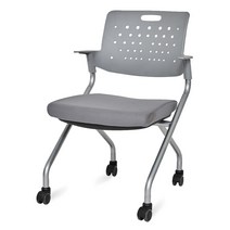 청심의자 타임스터디 사륜형 패브릭 방석 의자 TS-R950, 그레이(바디), 실버(프레임)