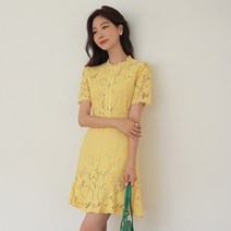 DRM303 로맨틱 플라워 자수 레이스 원피스