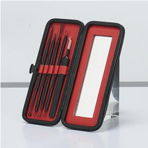 제이킨 여드름압출기 코 얼굴 피지 블랙헤드 제거기 핀셋 압출기, 1개, 여드름압출기 5종set(고급형)(레드)