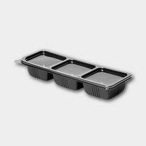 일회용기 3칸 사각반찬용기(검정) 100개 JB355, 몸통100개