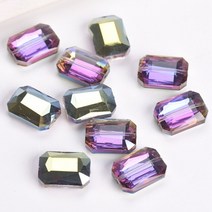 직사각형 면 크리스탈 유리 프리즘 느슨한 공예 비즈 쥬얼리 제작 DIY 커튼 12x9mm 14x10mm 18x13mm 10 개, CHINA, Rose Green