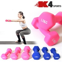 K4스포츠아몸디 K4-60 네오프렌아령 2개1세트 다이어트 미용아령 핑크, 2kg