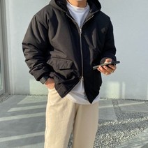 유인맨즈 / 숨안죽는 국민 6온스 비건 숏 크롭 후드 패딩