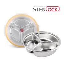 스텐락 심플 원형찬통 2호 280ml / 스텐 나눔찬통, 스텐락 심플 원형찬통 2호 [3칸]