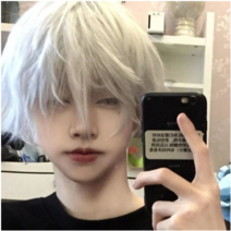 CUTE QUEEN 20대 남자가발 코스플레이 변장 이미지변신 남성미용, 크림화이트, 1개