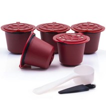 캡슐 커피머신 Nresso 커피 에 대 한 숟가락으로 5Pcs 재사용 가능한 캡슐 포드 필터 컵, 02 Red