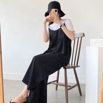 바보사랑 여자 끈나시 뷔스티에 통바지 도트 땡땡이 점프수트.옷자락(무료배송)