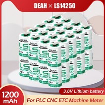 50pcs LS14250 14250 ER14250 1/2 AA 1/2AA 1200mAh 3.6V 리튬 비 충전식 배터리 PLC CNC 등 가스 수량계 용 핀 포함