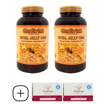 퀄리티랩 로얄젤리 1000mg 200캡슐 2개 Royal jelly 캐나다 로열젤리, 본품2개+카프리나비누2개