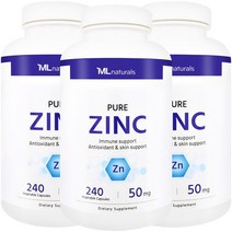 [미국번개배송] 착한명품 마이라이프 내추럴스 징크 아연 50 mg 240정 3병, 3개