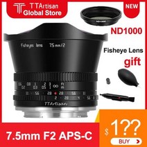 DSLR 카메라 렌즈 미러리스 TTArtisan 75mm F2 대형 조리개 Fisheye APSC 후지 X 소니 E Nikon Z Zfc 캐논 M EOS R M43 Leica S, Canon EFM