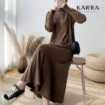 KARRA 하이넥밑단플리츠니트원피스_KB1WOP084C