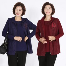 모슬린 엄마옷 요크절개나염 조끼 세트 ETE809012 마담 미시옷 중년여성의류 빅사이즈 50대 60대여성옷