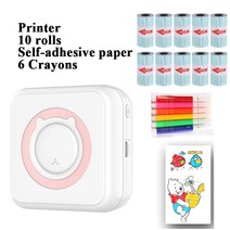 Android IOS 프린터용 미니 휴대용 열 감지 용지 사진 58mm 무선 블루투스 인쇄, 핑크에 종이 10장. 0