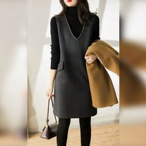 [리즈무드] 비드 체인 모직 원피스