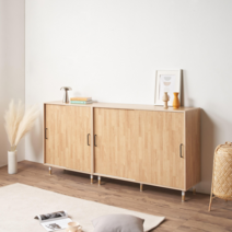 라인퍼니쳐 마리 다용도 슬라이딩 높은수납장 800/1200, 고무나무색상