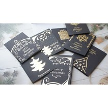크리스마스 카드 12pcs 블랙 골드 트리 배너 및 봉투 파티 초대장으로 설정 diy 선물 인사말 메시지 보내기, 믹스 스타일