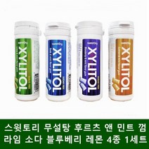 후르츠&민트향 껌 26G X 4개 스윗토리 후르츠 앤 민트향 자일리톨, 소다+라임+레몬+블루베리