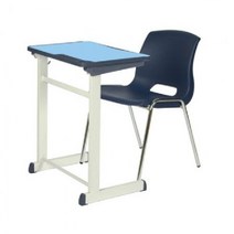 YWBHS 기획모델15, (YWBHS) 기획실버 책상 우레탄상판(청색), 맥스의자(아이보리)