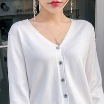 리빙초이스 여성 베이직 브이넥 니트 가디건
