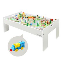 토도리브로 원목기차90pcs+플레이테이블+전동기차, 블루