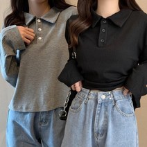 주디앤 여성 여리핏 크롭 카라 티셔츠 2P