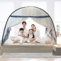 동네착한가게바닥있는 양문 원터치 모기장 침대 텐트형 대형 휴대용, 그린 패밀리(3인이상)