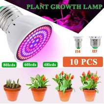 조립식비닐하우스 LED 전체 스펙트럼 식물 성장 전구 E27 E14 모종 빛 라이트 수경 220V UV 램프 꽃 Fitolamp 재배 식물성장등, E27+48leds 220V+2pc