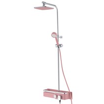 미리내 원터치 무타공 해바라기 샤워기 PVC샤워줄 수전 세트 핑크