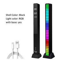 RGB LED 스트립 라이트 음악 사운드 컨트롤 픽업 리듬 주변 분위기 램프 야간 조명 바 자동차 홈 인테리어, 01 Black