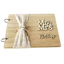 웨딩 게스트 북 사인 10/20/30/40 페이지 우드 서명 북 Mrs 사진 프레임 장식, 02 Wood  white 20_01 one size