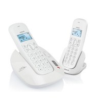 유선 유무선 일반 집 전화기 2.4GHz DECT6.0 블루투스 무선 홈 오피스 전화 핸드셋 1 개 포함, 두 핸드셋 화이트