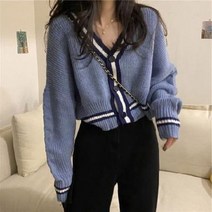 가디건 2020년 가을 여성 캐주얼 브이넥 루즈핏 풀오버 니트 코트