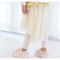 아동 실외 아이보리 레이스 레깅스 치마바지