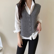 데일리앤 여성 가을 버튼 언발 울 베스트 우버린