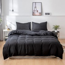유럽 스타일 이불 커버 세트 2 개/3 개 두꺼운 기모 침구 겨울에 베개, [04] 260x230cm 3pc, [05] Black